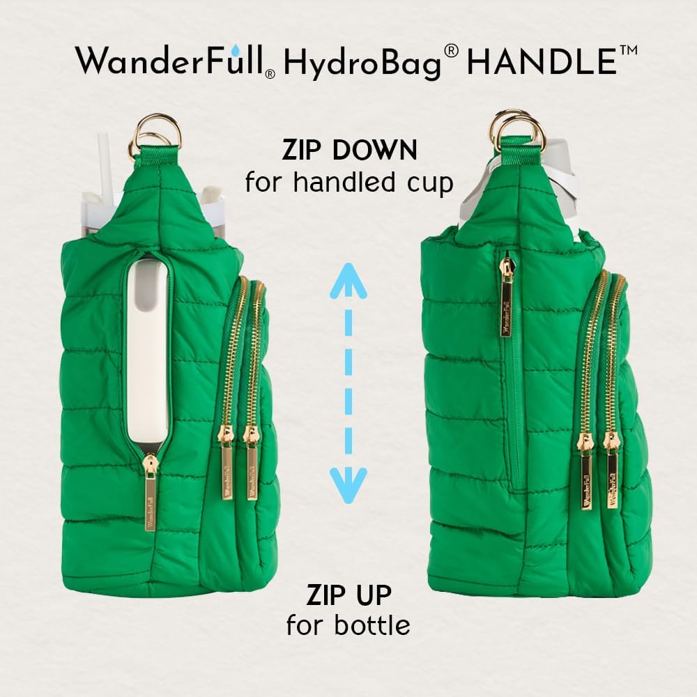 HydroBag® HANDLE®- Kelly Green with Green and White patterned strap