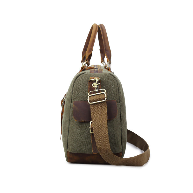Retro Travel Shoulder Bag – Large Capacity Polyester & Canvas Weekender Bag with Multi‑Pocket Storage