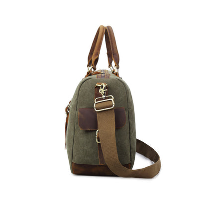 Retro Travel Shoulder Bag – Large Capacity Polyester & Canvas Weekender Bag with Multi‑Pocket Storage