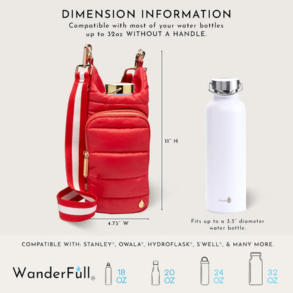 Poppy Red HydroBag® with Red & White Striped Strap