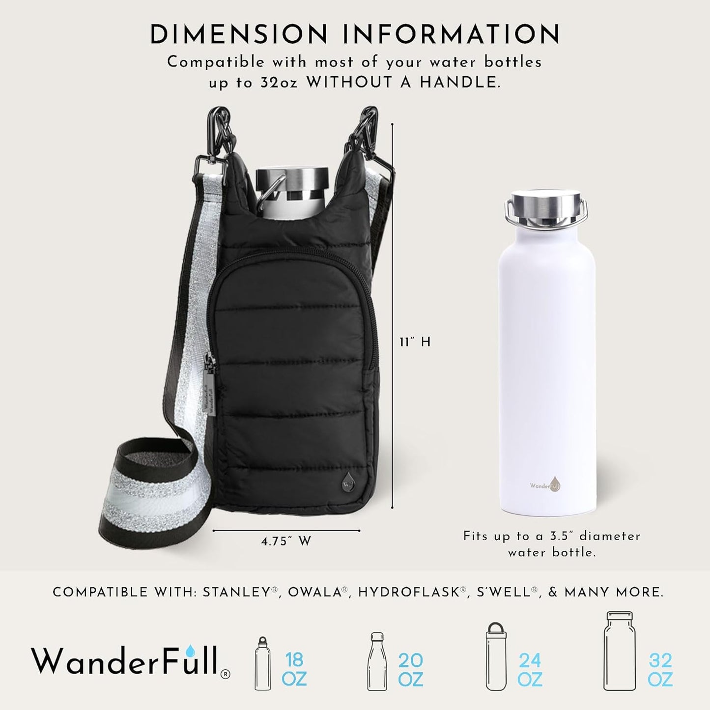Black Matte HydroBag® with Silver Strap