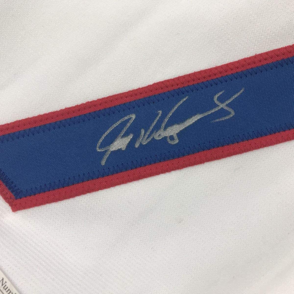 Framed Autographed/Signed Ivan Pudge Rodriguez 35x39 Texas White Baseball Jersey JSA COA