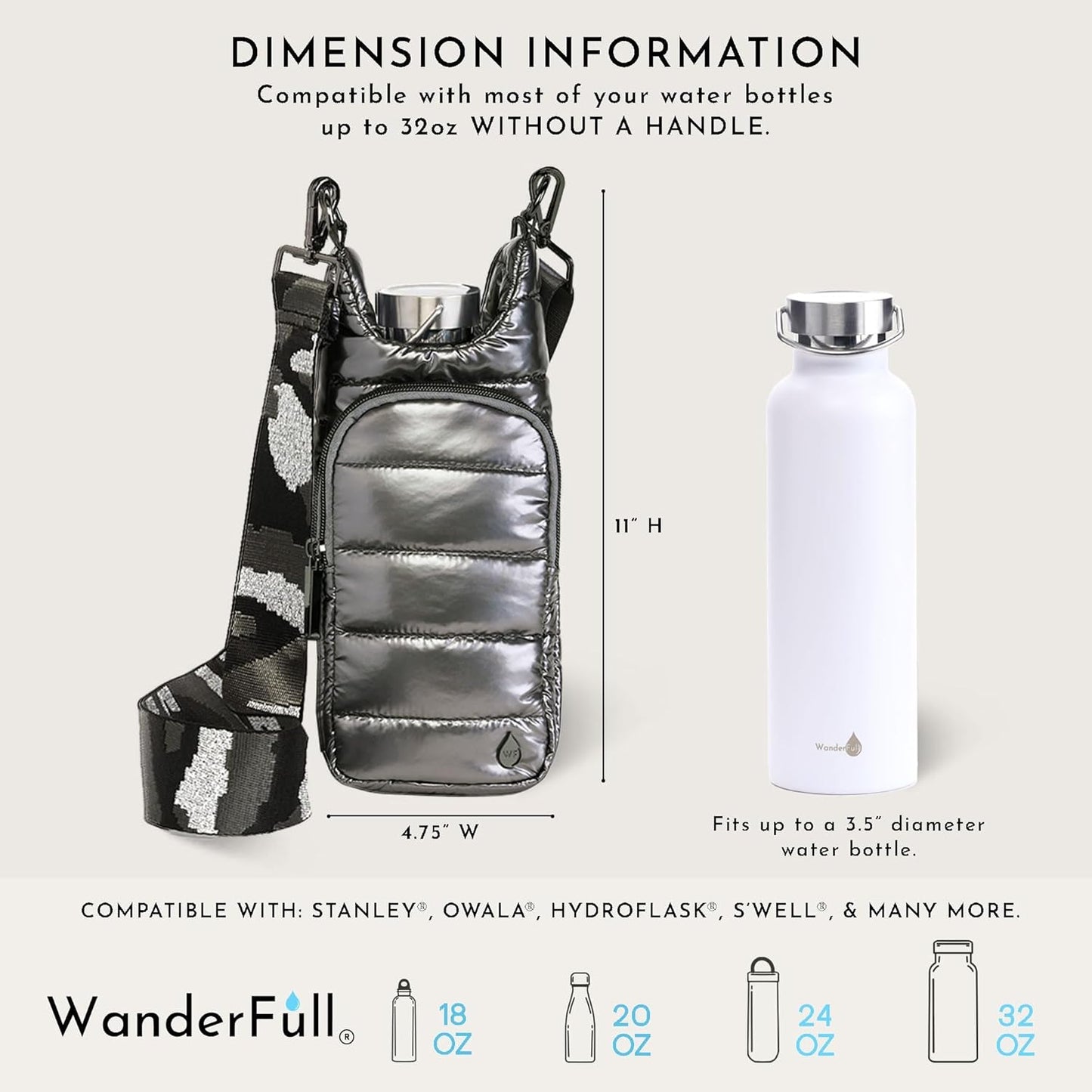 Pewter Glossy HydroBag® with Camo Strap