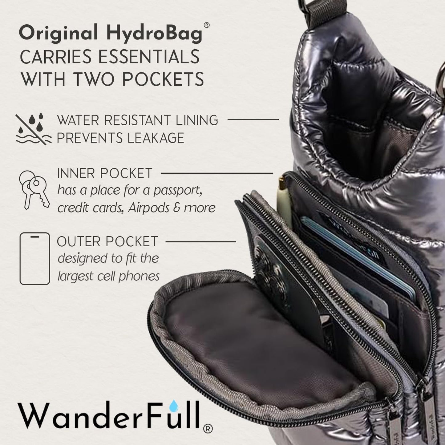 Pewter Glossy HydroBag® with Camo Strap