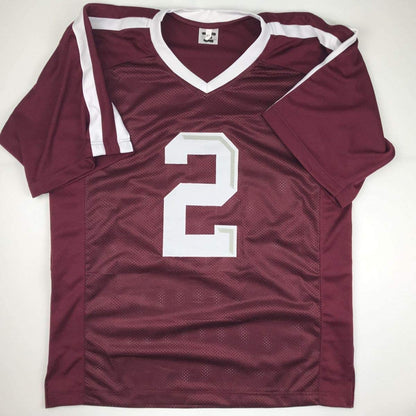 Autographed/Signed Johnny Manziel Texas A&M Maroon College Football Jersey JSA COA