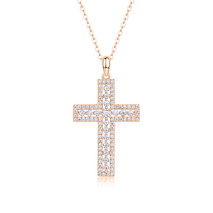 Shelter - Fashionable Jewelry Pendant Set With Moissanite S925 Sterling Silver And Platinum-plated Cross Diamond, Moissanite Silver Jewelry