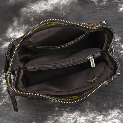 Genuine Leather Square Vertical Shoulder Bag - European And American For Women