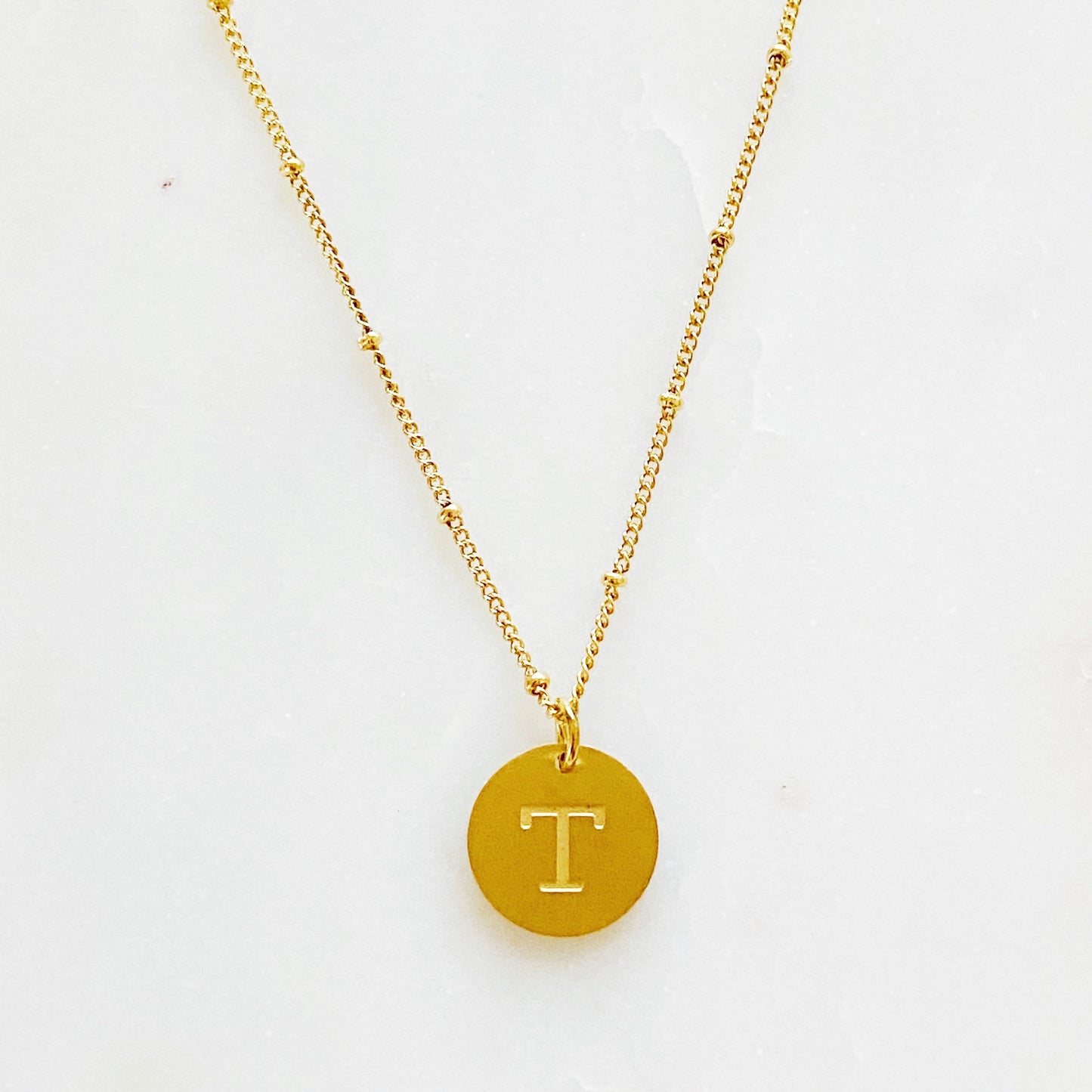 Gold‑Plated Coin Initial Necklace – Personalized Charm with Delicate Detail