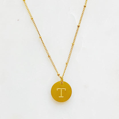 Gold‑Plated Coin Initial Necklace – Personalized Charm with Delicate Detail