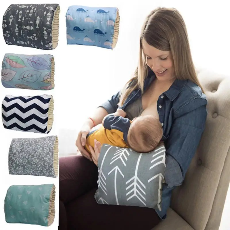 Adjustable Baby Nursing Arm Pillow – Soft Cotton Breastfeeding Cushion & Washable Support Pad (Multiple Prints)