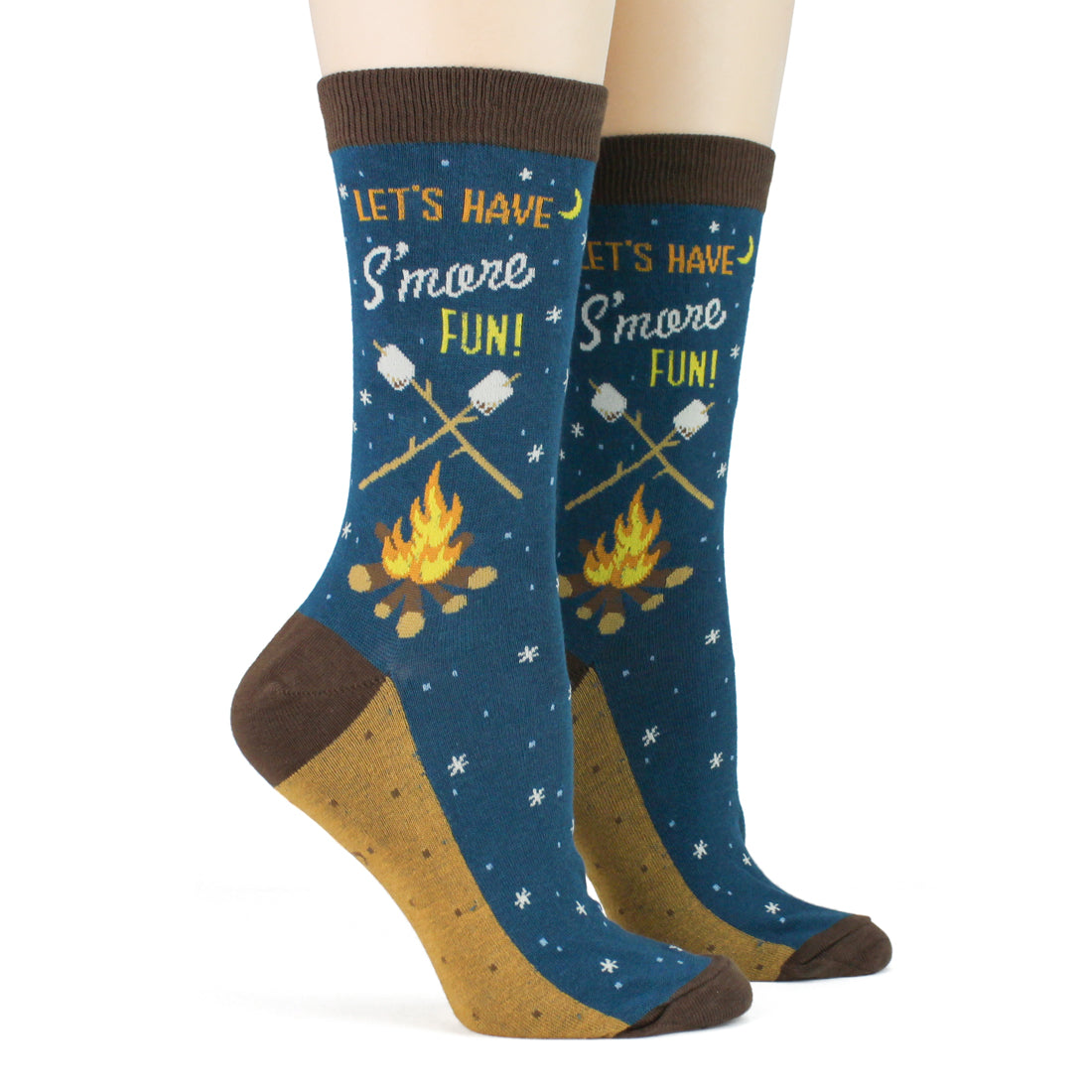 S’more Fun Women’s Crew Socks – Cozy Campfire Novelty Socks