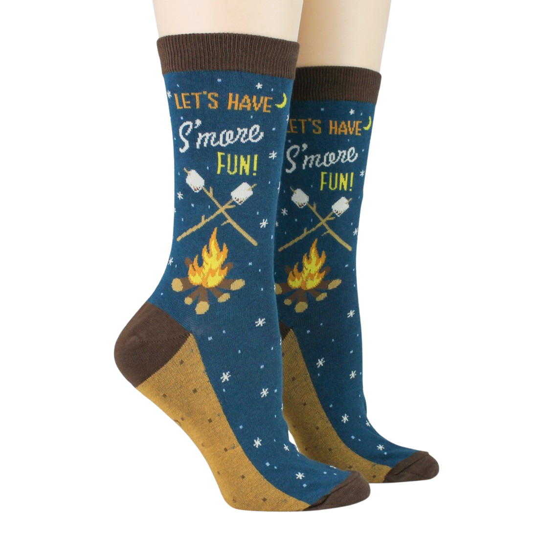 S’more Fun Women’s Crew Socks – Cozy Campfire Novelty Socks