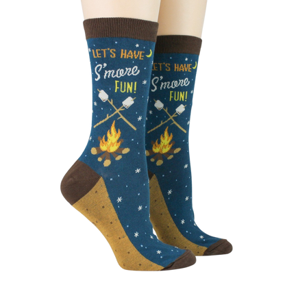 S’more Fun Women’s Crew Socks – Cozy Campfire Novelty Socks