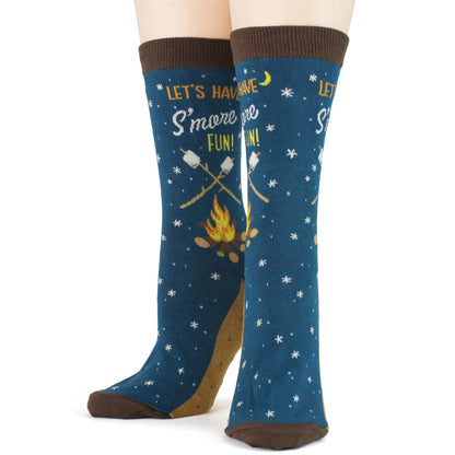 S’more Fun Women’s Crew Socks – Cozy Campfire Novelty Socks