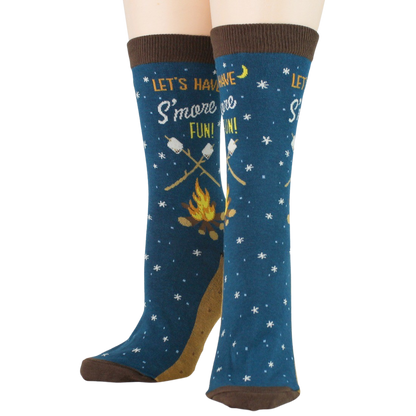 S’more Fun Women’s Crew Socks – Cozy Campfire Novelty Socks
