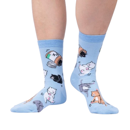 Purr‑scription For Happiness Women’s Crew Socks – Cute Cat Pattern Socks