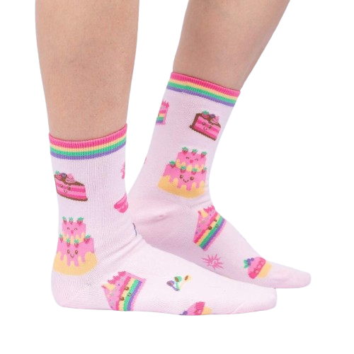 Life Is Batter With Cake Women’s Cotton Crew Socks – Sweet Treat Fashion