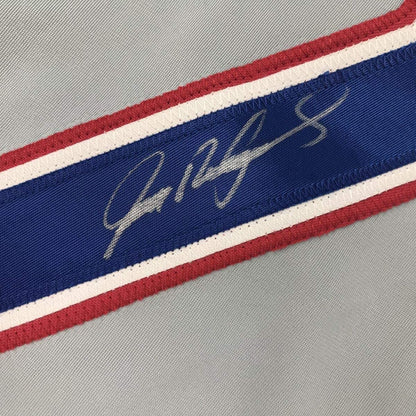 Framed Autographed/Signed Ivan Pudge Rodriguez 35x39 Texas Grey Baseball Jersey JSA COA
