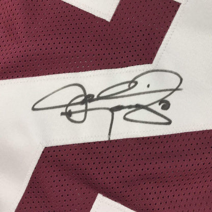 Framed Autographed/Signed Johnny Manziel 35x39 Texas A&M Maroon College Football Jersey PSA/DNA COA