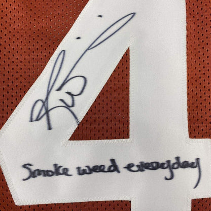 Framed Autographed/Signed Ricky Williams 35x39 Smoke Weed Everyday Inscription Texas Orange College Football Jersey JSA COA