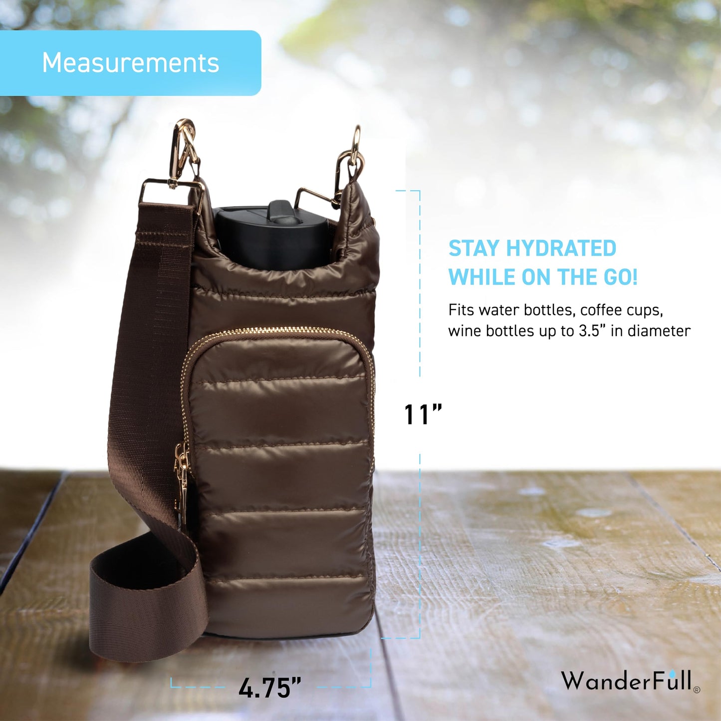 Chocolate Brown Shiny HydroBag® with Matching Solid Strap