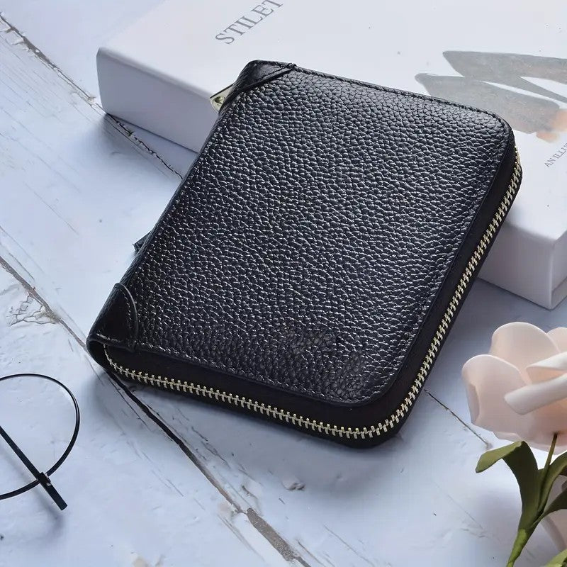 Mini Credit Card Holder For Women RFID Blocking Zipper Coin Purse Large Capacity