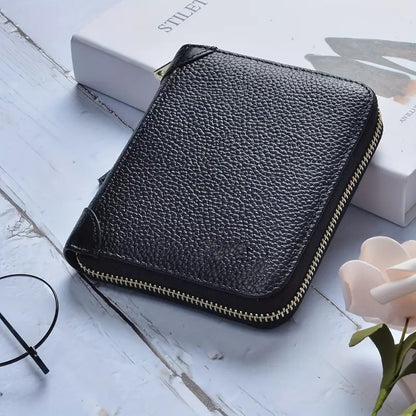 Mini Credit Card Holder For Women RFID Blocking Zipper Coin Purse Large Capacity