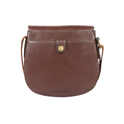 Hidesign Petra Leather Crossbody Bag With Saddle Shape and Faux Buckle Closure