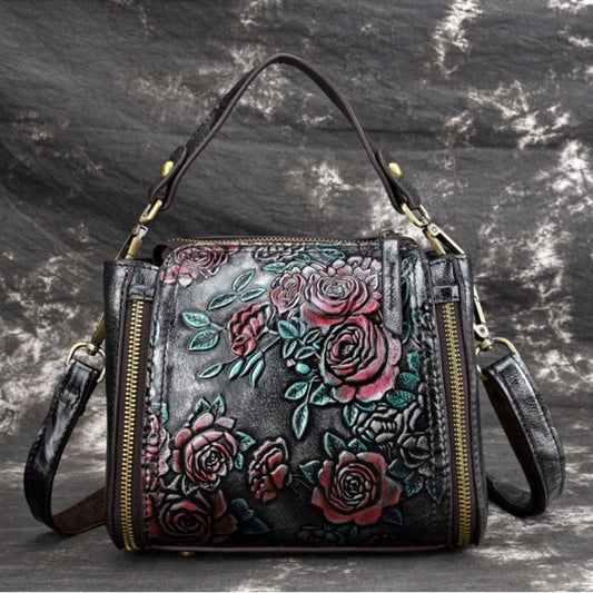 Genuine Leather Square Vertical Shoulder Bag - European And American For Women