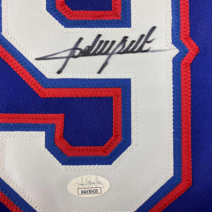 Framed Autographed/Signed Adrian Beltre 35x39 Texas Blue Baseball Jersey JSA COA