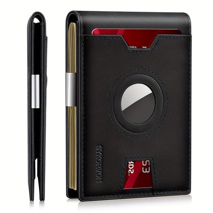 Genuine Leather Bifold Wallet For Men, Slim, RFID Blocking Card Holder Wallet, Minimalist Front Pocket Mens Wallet With Money Clip, ID Window