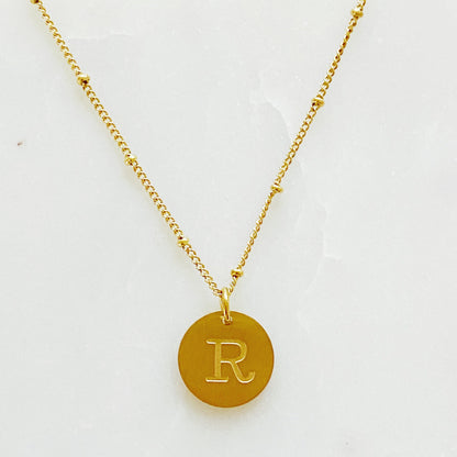 Gold‑Plated Coin Initial Necklace – Personalized Charm with Delicate Detail