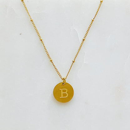 Gold‑Plated Coin Initial Necklace – Personalized Charm with Delicate Detail