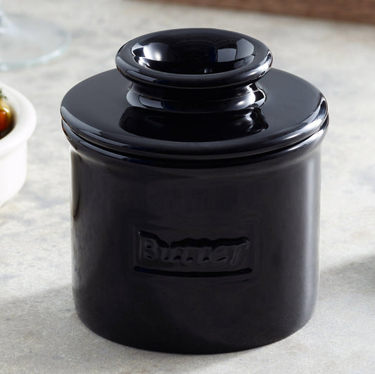 Midnight Black Cafe Retro Butter Bell Crock