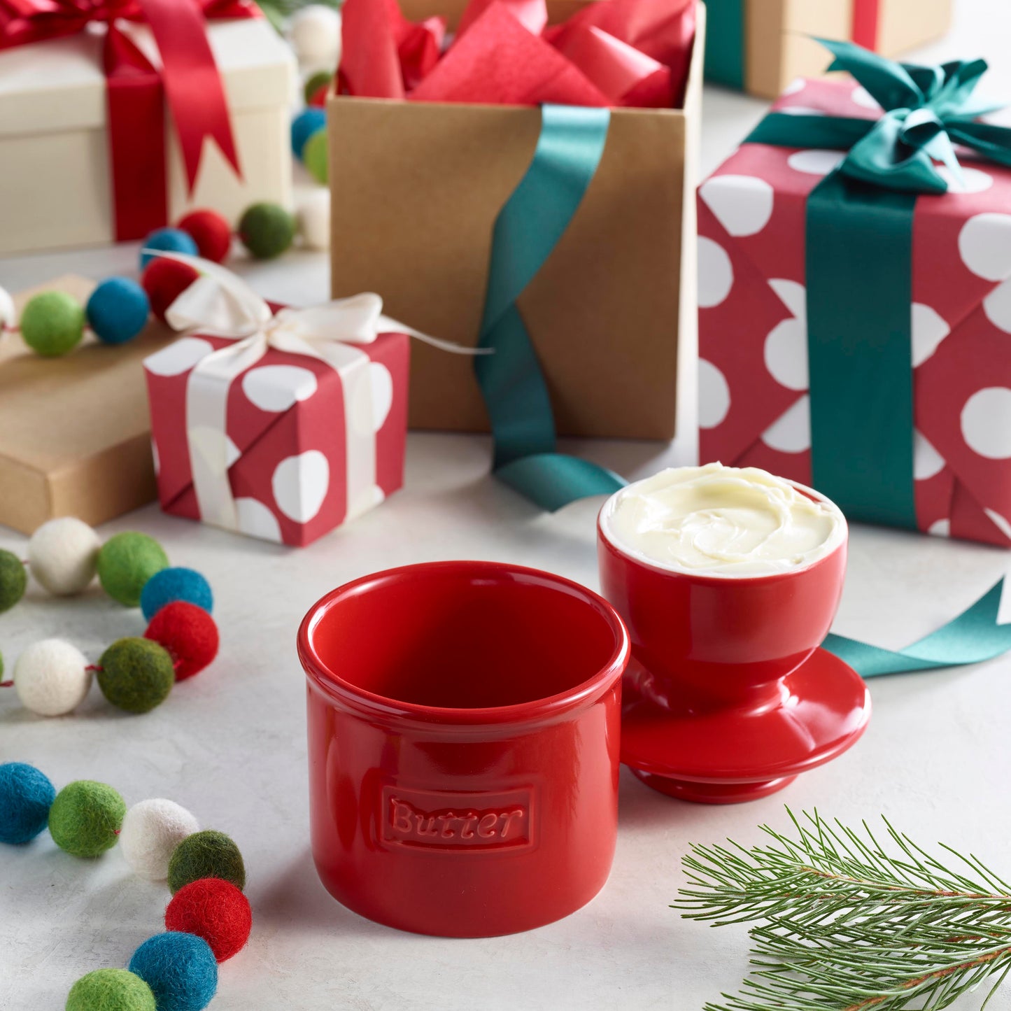 Maraschino Red Cafe Retro Butter Bell Crock