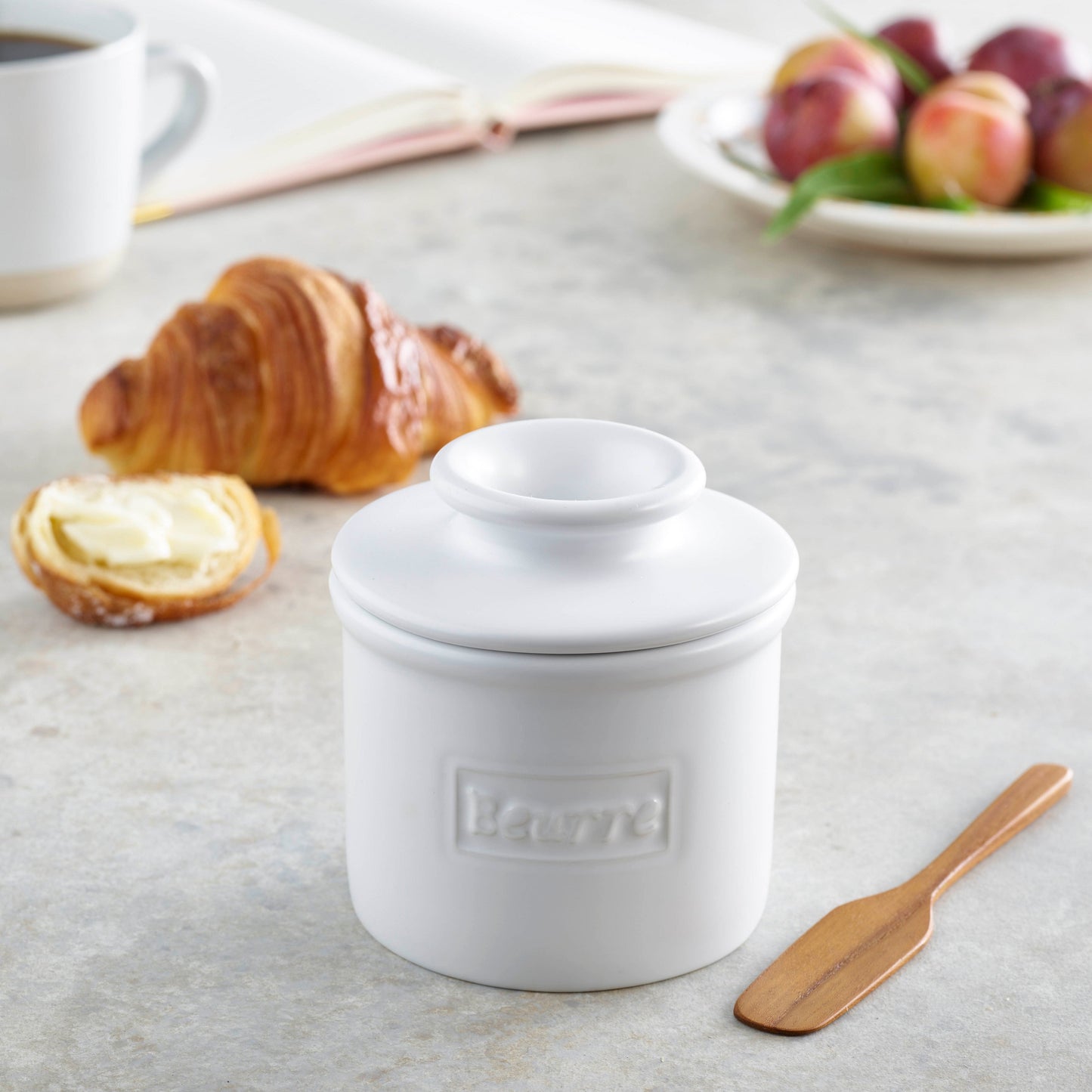 Matte White Cafe Butter Bell Crock