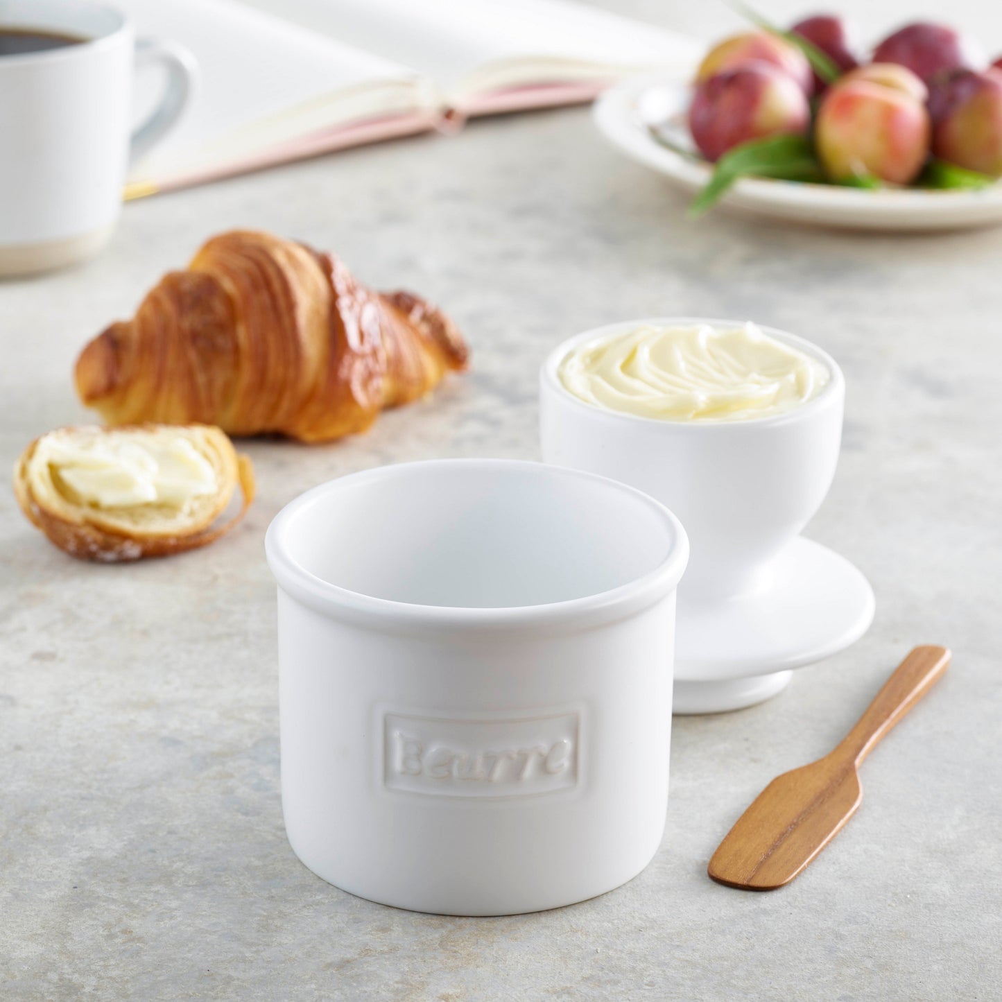 Matte White Cafe Butter Bell Crock