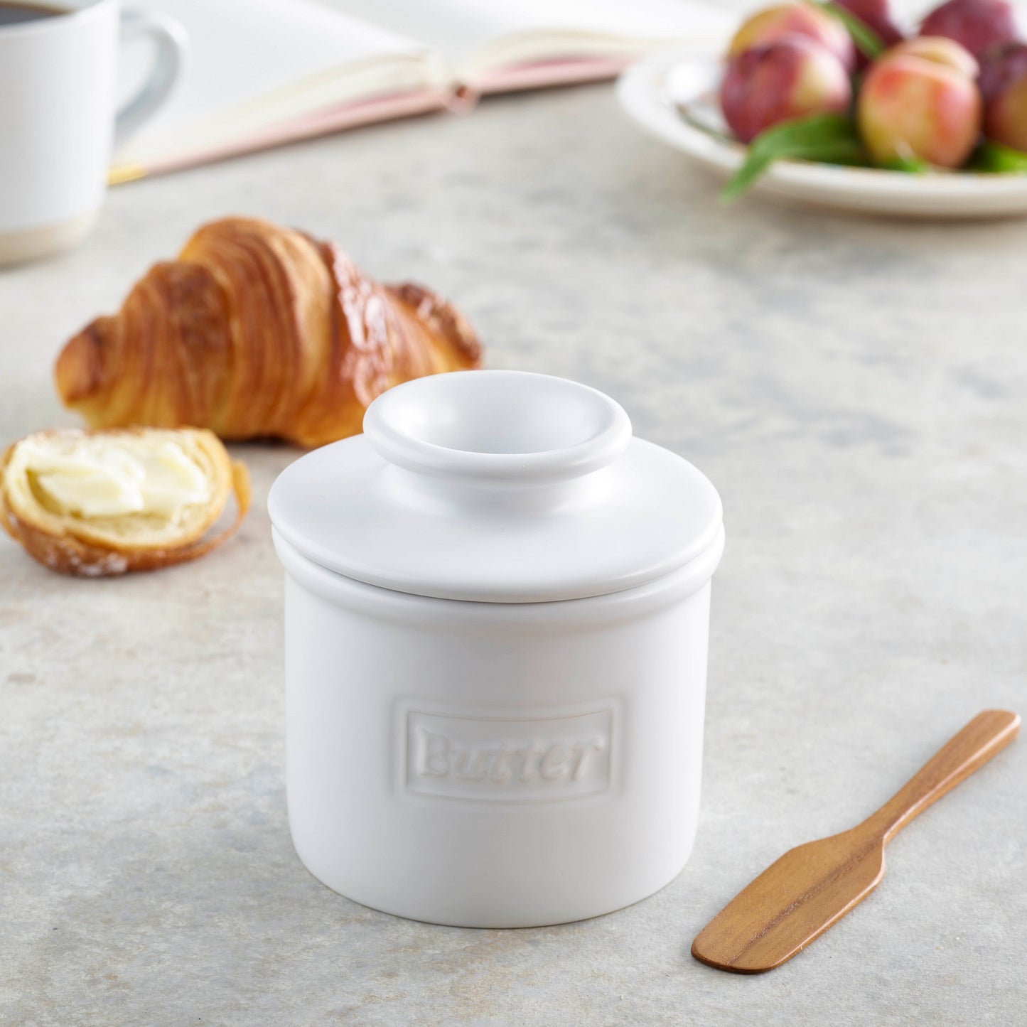 Matte White Cafe Butter Bell Crock