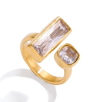 Baguette Emerald & Square CZ Stone Ring