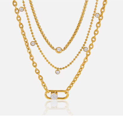 Bold Link Layered Necklace – Water Resistant Stainless Steel