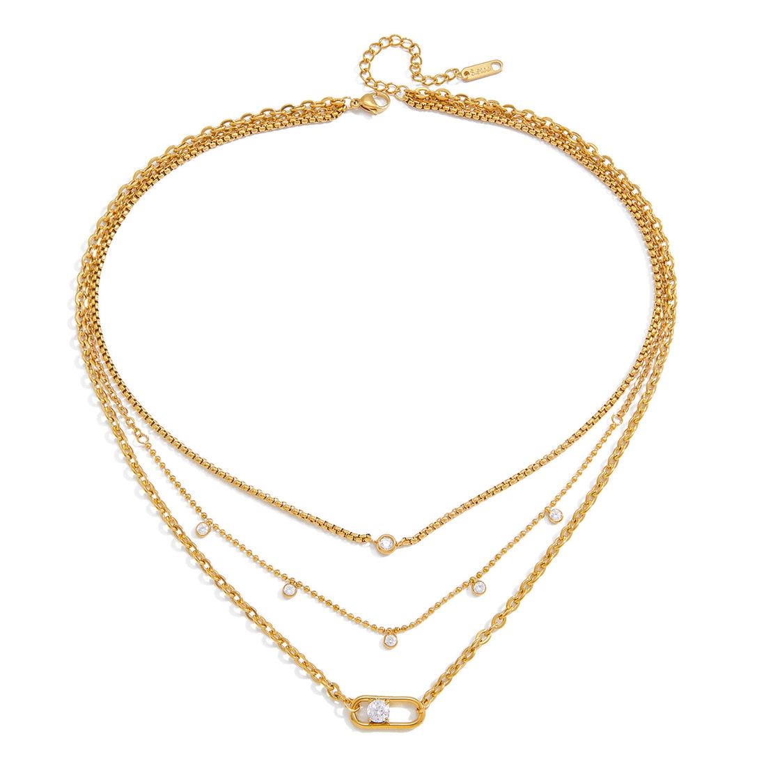 Bold Link Layered Necklace – Water Resistant Stainless Steel