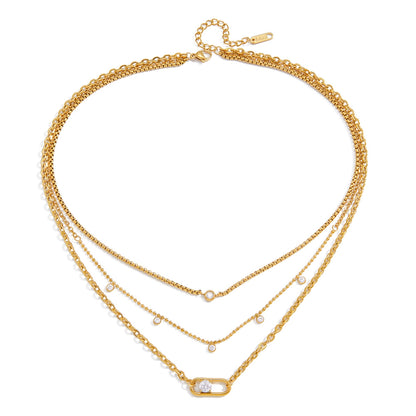 Bold Link Layered Necklace – Water Resistant Stainless Steel