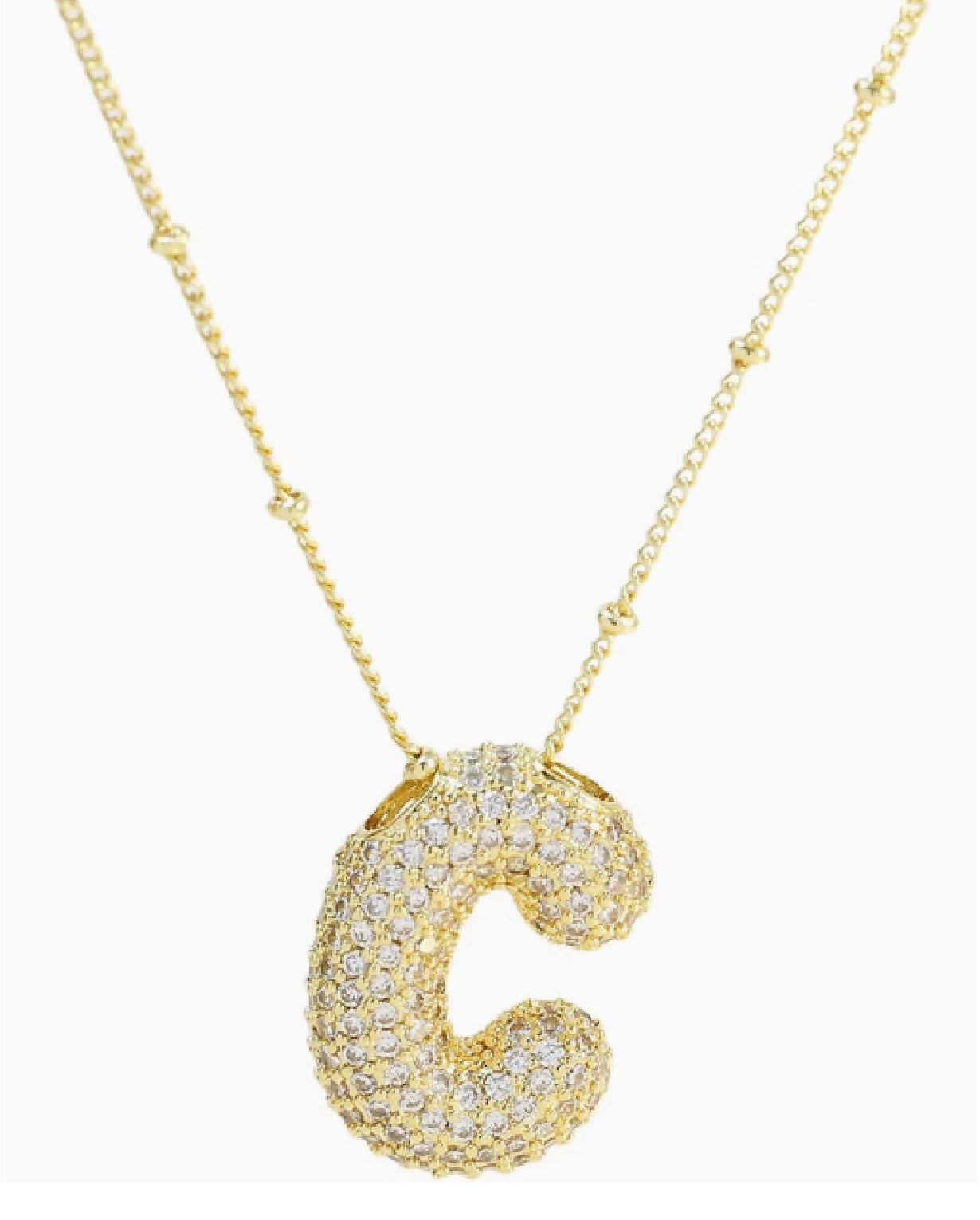 Initial Balloon Bubble 18K Gold Necklace