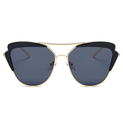 Galveston - Women's Brow Bar Mirrored Lens Cat Eye Sunglasses