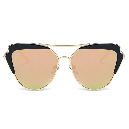 Galveston - Women's Brow Bar Mirrored Lens Cat Eye Sunglasses