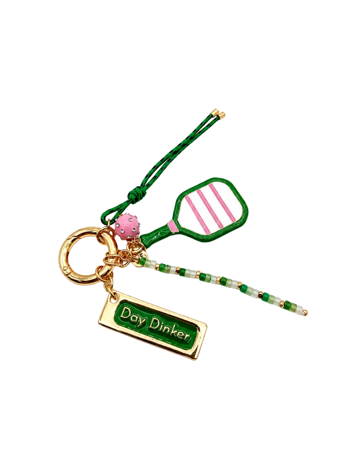 Pickleball Bag Charm – "Day Dinker" Luxury Gold Accessory & Keychain