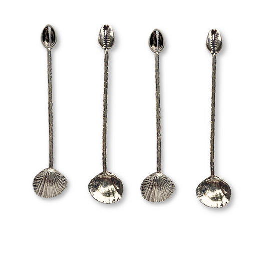 Silver Cockle & Cowrie Condiment Spoons Set– Elegant Serve ware for Every Table