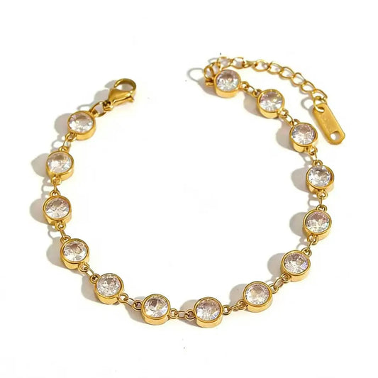 Gold CZ Bezel Bracelet