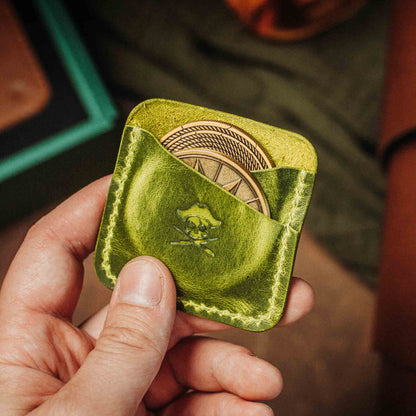 Handmade Premium Leather Challenge Coin Holder – Peso Pocket Duo | Double Coin Slip for Military Coins |
