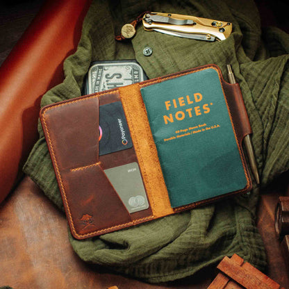 Passport Travel Wallet - Quartermaster v2 | Leather Velcro Organizer | Field Notes Holder | EDC Travel Organizer
